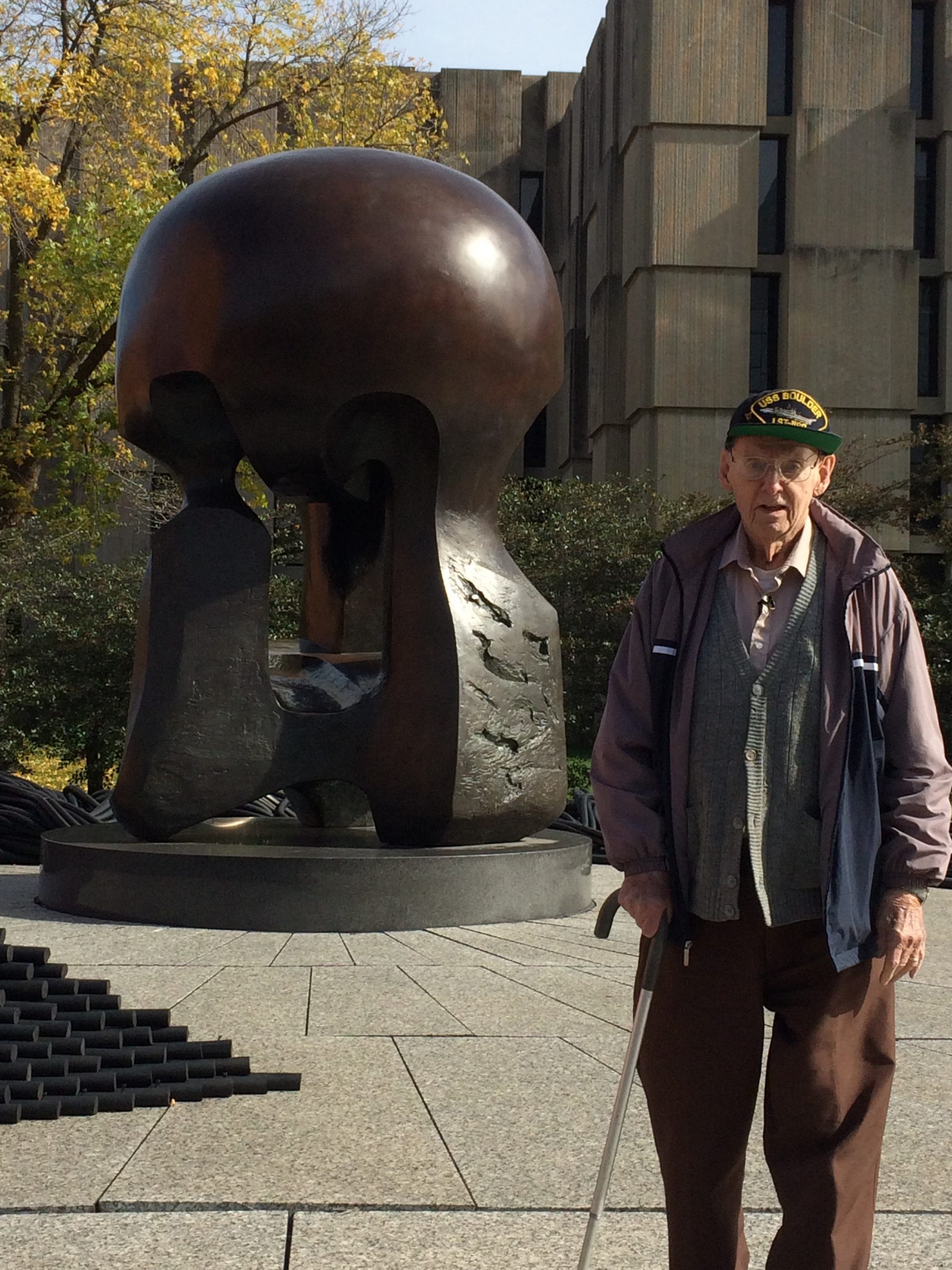 Ted Petry at the U of Chicago Monument to the Chicago Pile-1 scientists. Courtesy of Joseph Dowling.
